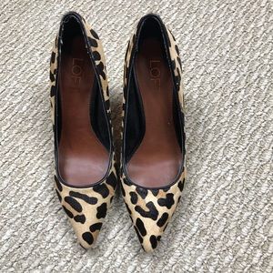 New Loft pointed cheetah leather heels Sz 5,5